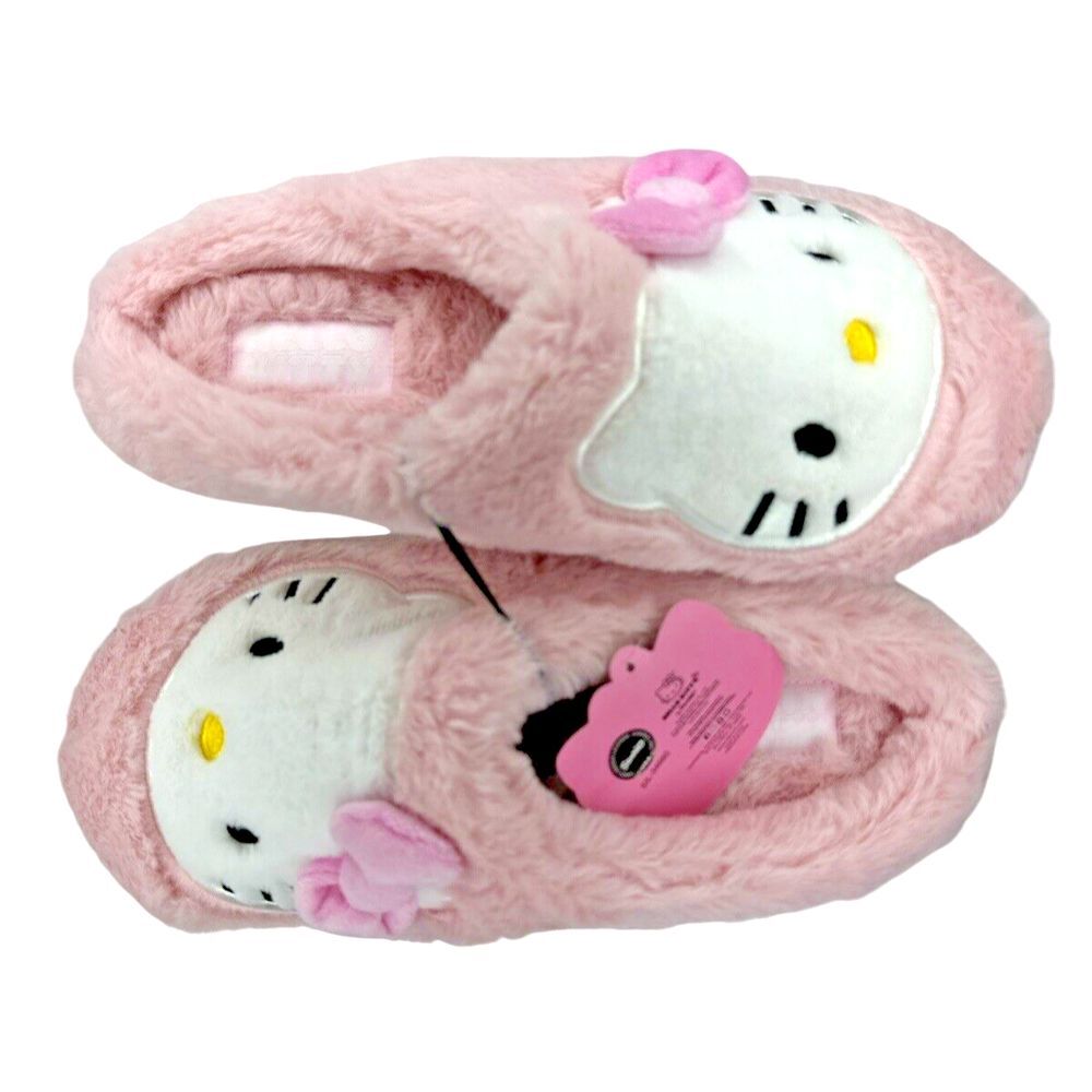 Hello Kitty Women's, Faux Fur Scuff Slippers - Light Pink, Size L (9-10)